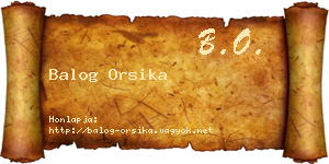 Balog Orsika névjegykártya